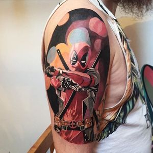Deadpool tattoo by Karl Marks. #geometric #Deadpool #comic #marvelcomics #KarlMarks