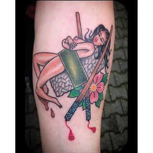 Sushi pin-up by Chris Schultheiss #ChrisSchultheiss #sushitattoo #pinup #sushi #chopsticks #flower