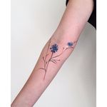Cornflower tattoo #AmandaWachob #flowertattoo #flower #cornflower #delicate