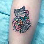 Pizza cat. (via IG - carlatattoos) #CarlaEvelyn #Cute #NeoTraditional #Cat #Pizza
