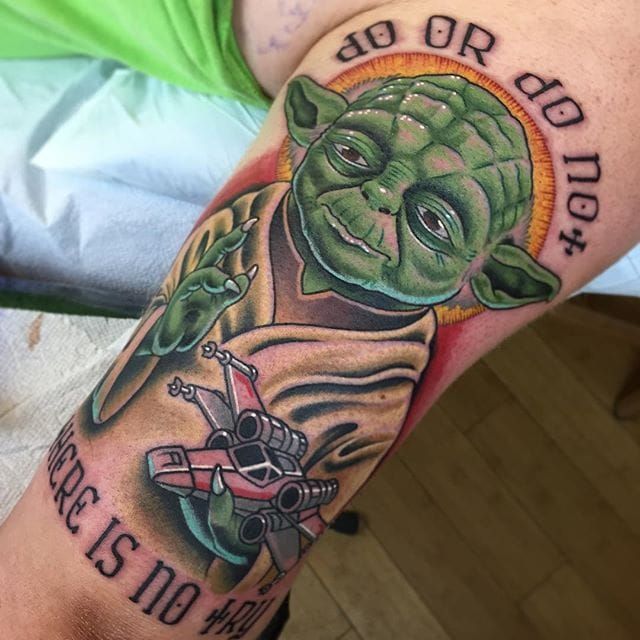 Tattoo uploaded by Robert Davies • Saint Yoda Tattoo by Benji