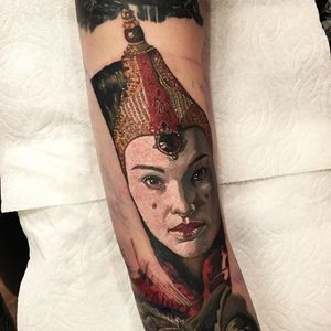 Queen Amidala tattoo by Dean Tattooer. #starwars #padme #padmeamidala #queenamidala #portrait #deantattooer