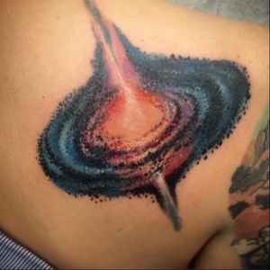A gamma ray burst by Brandi Smart for her art project in honor of NASA's new telescope (IG--smartbranditattoos). #BrandiSmart #JonathanStrickalnd #JWST #MaggieMasetti #NASA #space #telescope