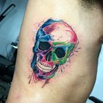 Watercolor Skull Tattoo by Omi Debua #watercolorskull #watercolor #skull #OmiDebua