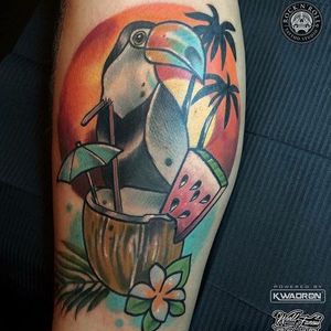 Tropical toucan tattoo by Ania Pająk. #tropical #neotraditional #bird #toucan #AniaPająk