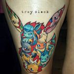 All of the Eeveelutions in one tattoo by Troy Slack (IG—prhymesuspect). #Eeveelution #Eevee #Pokémon