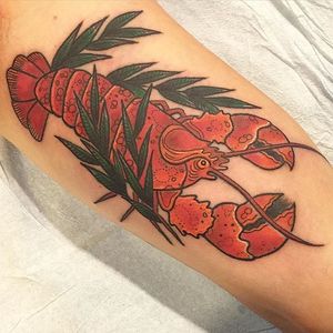 Traditional style lobster tattoo by Sinead Stewart. #traditional #lobster #seacreature #SineadStewart