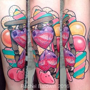 Hourglass tattoo by Rachel Baldwin. #Rachel Baldwin #girly #pastel #cute #hourglass