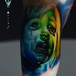 You can really feel the emotion in this little girl's tears. Tattoo by Gorsky Tattoos. #DamianGorski #GorskyTattoos #colorrealism #realism #hyperrealism #tears #girl