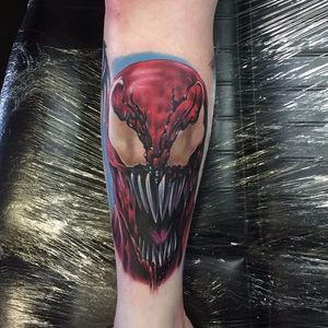 Carnage Tattoo by Sean Cahill #CarnageTattoos #SpiderManTattoo #SpiderManTattoos #SpiderMan #MarvelTattoos #ComicTattoos #ComicBook #SuperVillains #SeanCahill
