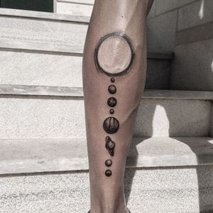 Solar system tattoo by Nick Avgeris. #NickAvgeris #alternative #contemporary #solarsystem #sketch #blackwork
