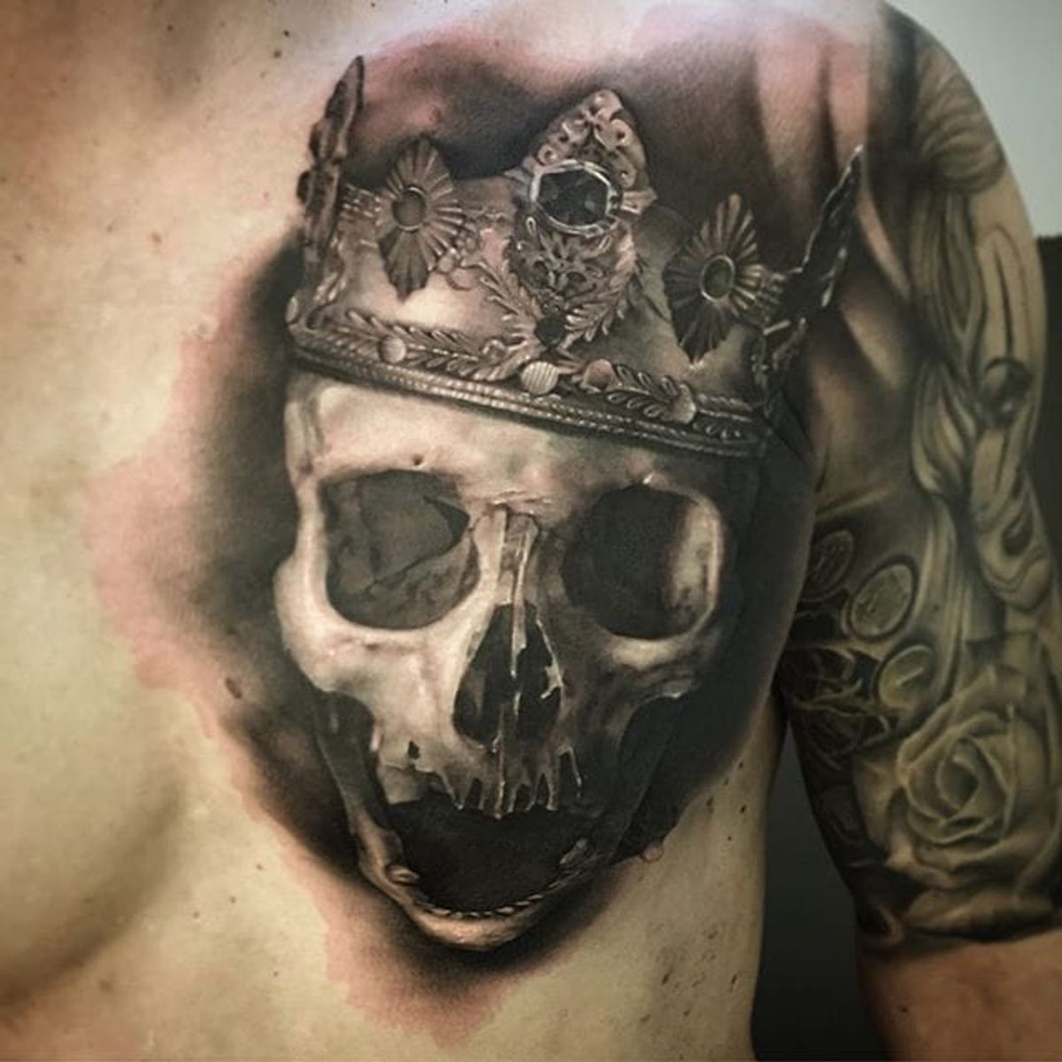 Tattoo uploaded by Ross Howerton • A skull topped with a regal crown ...