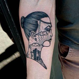 Face Tattoo by Nick Whybrow #Illustrative #IllustrativeTattoos #Illustration #Blackwork #BlackworkTattoos #NickWhybrow