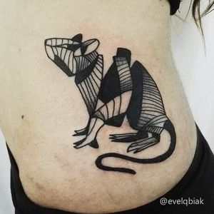 Blackwork Rat Tattoo by Evel Qbiak #Blackwork #BlackworkTattoos #BlackInk #ContemporaryTattoos #ModernTattoos #BlackInk #BlackworkArtists #rat #EvelQbiak