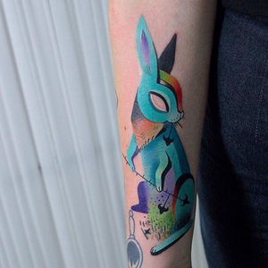 Psychedelic tattoo by Ann Lilya #AnnLilya #colorful #rabbit #psychedelic
