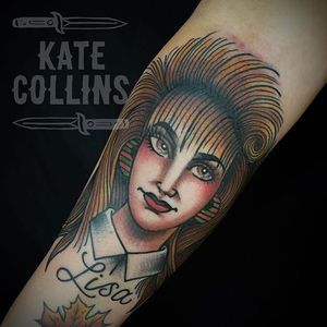 Nostalgic yearbook photo girl by Kate Collins (via IG- @katecollinsart) #katecollins #girlsgirlsgirls #traditionaltattoo #ladyhead