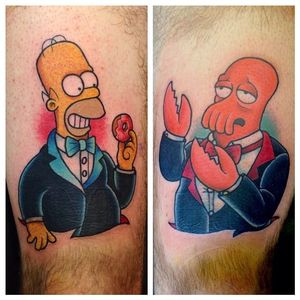 Homer and Zoidberg, Why not Zoidberg? #Futurama #Zoidberg #FuturamaTattoo #ZoidbergTattoo #MattGroening