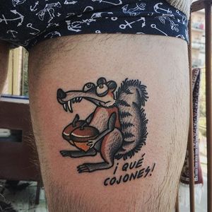 Ice Age tattoo by Vinz Flag. #VinzFlag #popculture #cartoon #bold #color #iceage #squirrel