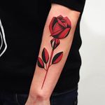 Simple yet gorgeous! Rose tattoo by Denis Marakhin #redblack #flower #rose #graphic #DenisMarakhin