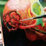 A painting of a skull with a skeleton key by Christian Perez (IG—christian1perez) #ChristianPerez #fineart #oilpaintings #skulls