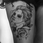 Tatuagem por Diogo Cogebriz! #DiogoCogebriz #tatuadoresbrasileiros #tatuadoresdobrasil #tattooBr #TattoodoBr #blackwork #blackworkers #dotwork #pontilhismo #woman #mulher #flower #rosa #flor #rose