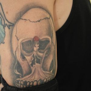 Crazy ballerina skull mashup #ballerina #mashup #skull #copenhagen #rollerderby #tattooedathletes