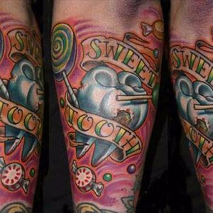 Might be time for a trip to the dentist after all this candy #candytattoo #lollipop #sweet #sweettooth