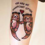 Cutest otters by Amanda Toy #AmandaToy #newtraditional #color #text #font #quote #love #otter #oceanlife #heart #nature #couple #coupletattoo #animal #tattoooftheday