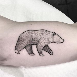 Bear Tattoo by Lawrence Edwards #bear #beartattoo #dotwork #dotworktattoo #dotworktattoos #blackwork #blackworktattoo #blackworktattoos #dot #dottattoos #LawrenceEdwards