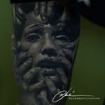 Stunning tattoo by Raimo Marti #RaimoMarti #realistic #hyperrealistic #blackandgrey #3D #portrait #photorealistic