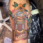 Jukebox tattoo by Aaron McKinney #jukebox #music #traditional #AaronMcKinney