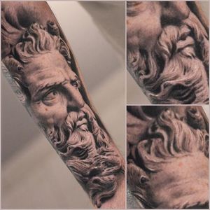 Tattoo by Darwin Enriquez @darwinenriquez #hairandbeard #detail #closeup #oldman #religious #beard #blackandgrey #portrait #realistic #DarwinEnriquez