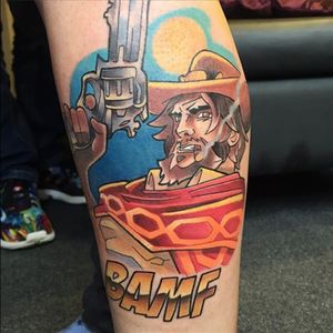 BAMF indeed in this one of McCree by Bex Lowe (IG—bexlowetattoos). #BexLowe #Blizzard #McCree #Overwatch #Videogame