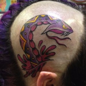 Cute purple skull snake by Oliver Peck (via IG - oliverpecker) #OliverPeck #InkMaster #traditional #snake