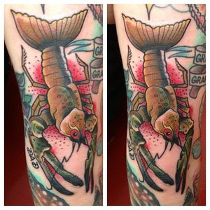 Traditional crayfish, by Jamison Stagaard #JamisonStagaard #crayfishtattoo #traditional #crayfish