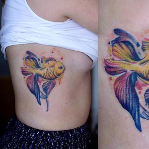 Goldfish tattoo by Matty Nox #MattyNox #watercolor #goldfish