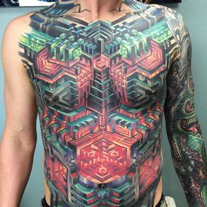 Pattern Tattoo by Mike Cole #pattern #patterntattoo #biomechanical #biomechanicaltattoo #biomech #scifi #scifitattoo #techtattoo #3D #MikeCole