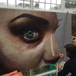 Jak Connolly working on insane looking piece. Photo from @jakconnollyart. #JakConnolly #art #jakconnollyart #portrait #eye #painting