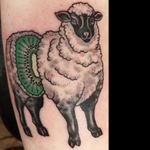 Kiwi Sheep tattoo by Rose Hardy #RoseHardy #colortattoo #blackandgreytattoo #neotraditionaltattoo #sheeptattoo #animaltattoo #kiwitattoo #FoodTattoos #naturetattoo #tattoooftheday