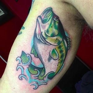 Bass fish by Anthony Guido (via IG -- anthonygtattoos) #anthonyguido #bass #bassfish #basstattoo #bassfishtattoo