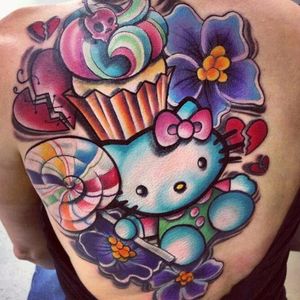 There's nothing sweeter than Hello Kitty and candy #candytattoo #lollipop #sweet #cupcake #hellokitty