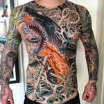 Shark Tattoo by Marius Meyer (in Progress) #Traditional #Japanese #BoldTattoos #BestTattoos #BoldArtists #MariusMeyer