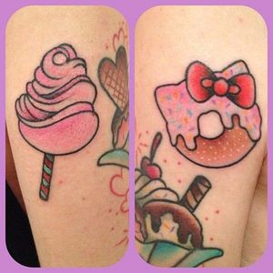 Is that a Hello Kitty shaped donut? #candytattoo #cottoncandy #donut #icecream #chocolate