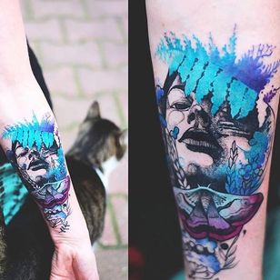 Psychedelic portrait tattoo by Joanna Świrska. #JoannaSwirska #psychedelic #trippy #flora #fauna #nature #contemporary #portrait #woman #moth