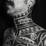 Tribal tattoos by Igor Kampman #IgorKampman #tribaltattoos #chestpiece #neckpiece #blackwork #linework #collar #geometric #pattern #shapes #blackfill #tribal #primitive #tattoooftheday