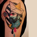 Sailor tattoo by Loreprod #Loreprod #surrealistic #graphic #sailor #paperboat #anchor #eye