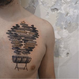 Barbecue tattoo by Fabrice Toutcourt #FabriceToutcourt #barbecue #bbq #dotwork