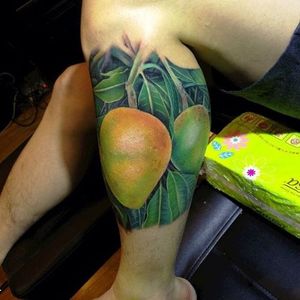 Color realism mango tattoo by @tuanvampire. #realism #colorrealism #mango #fruit #tuanvampire