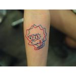 Lisa Simpson anaglyph tattoo by Marcus Yuen. #MarcusYuen #anaglyph #cartoon #3d #popculture #thesimpsons #lisasimpson