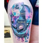 Watercolor castle tattoo #watercolor #contemporarytattoos #peterpan #JoanneBaker